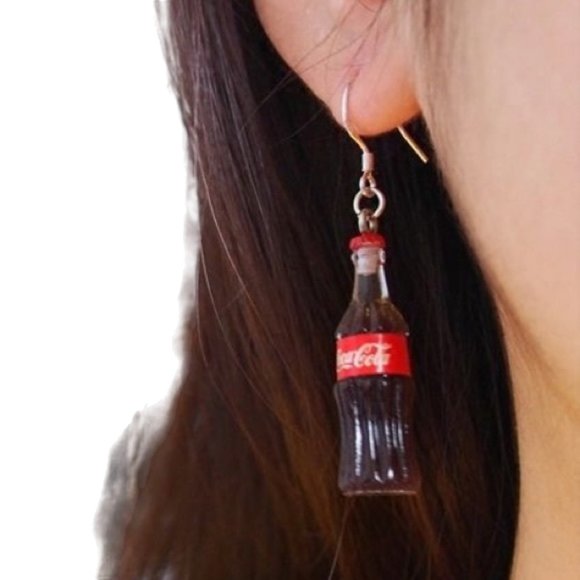 NEW!! COCA COLA Bottle Dainty Dangle Earrings - CHARMING LIGHTWEIGHT GAG GIFT - Picture 2 of 8